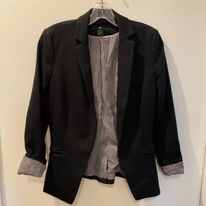 H&M Black Blazer with Striped Interior
